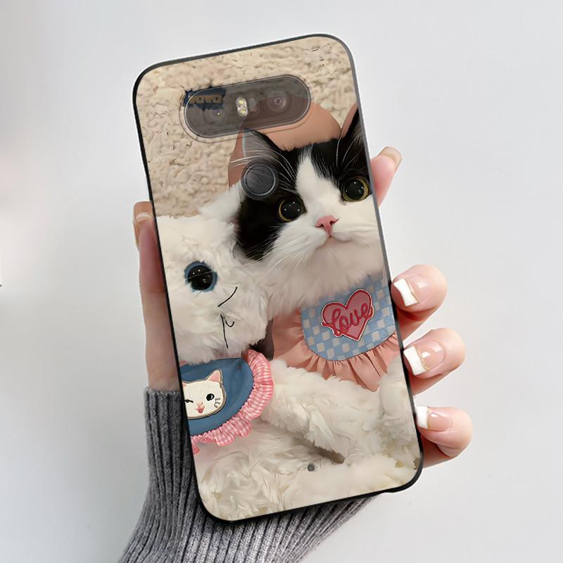 Cute Case For LG Q8 Funda Fashion Capa Coque Printing Shell Protective Cover Soft Silicone Cartoon Black Casing