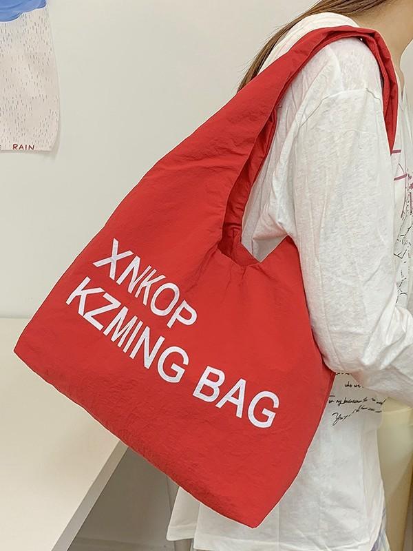 Large Nylon Shoulder Bag With Scrunched Design And Phone Pocket For Womens Fashion