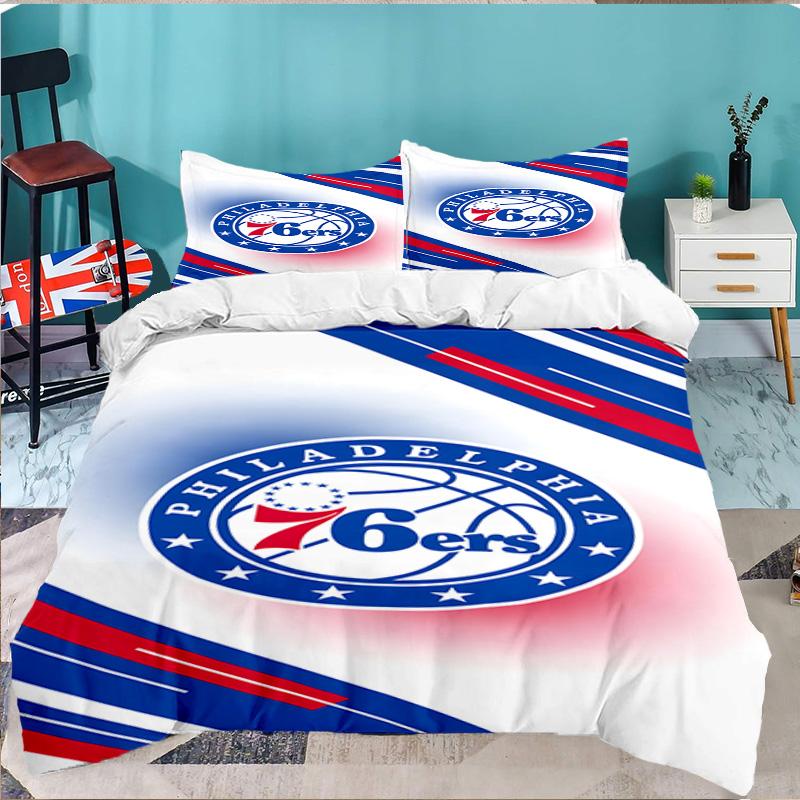 Philadelphia Basketball Team 3-teiliges Bettwäsche-Set, inklusive 1 Bettbezug und 2 Kissenbezügen. Perfektes Geschenk zu Weihnachten, ideal für Schlafzimmer, Studentenwohnheim