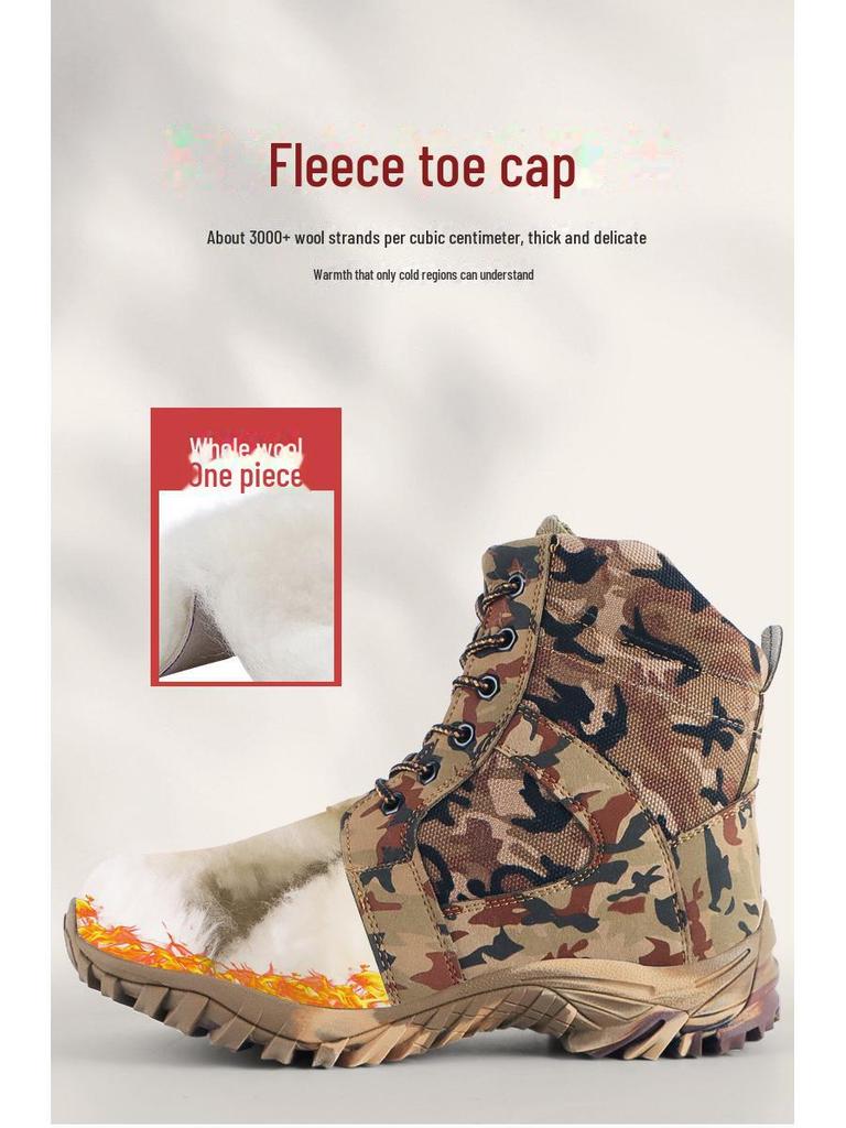 Men's Extra Thick Snow Boots - Wool, Cotton, High Top, Winter, Plus Velvet, Outdoor Cold-Proof