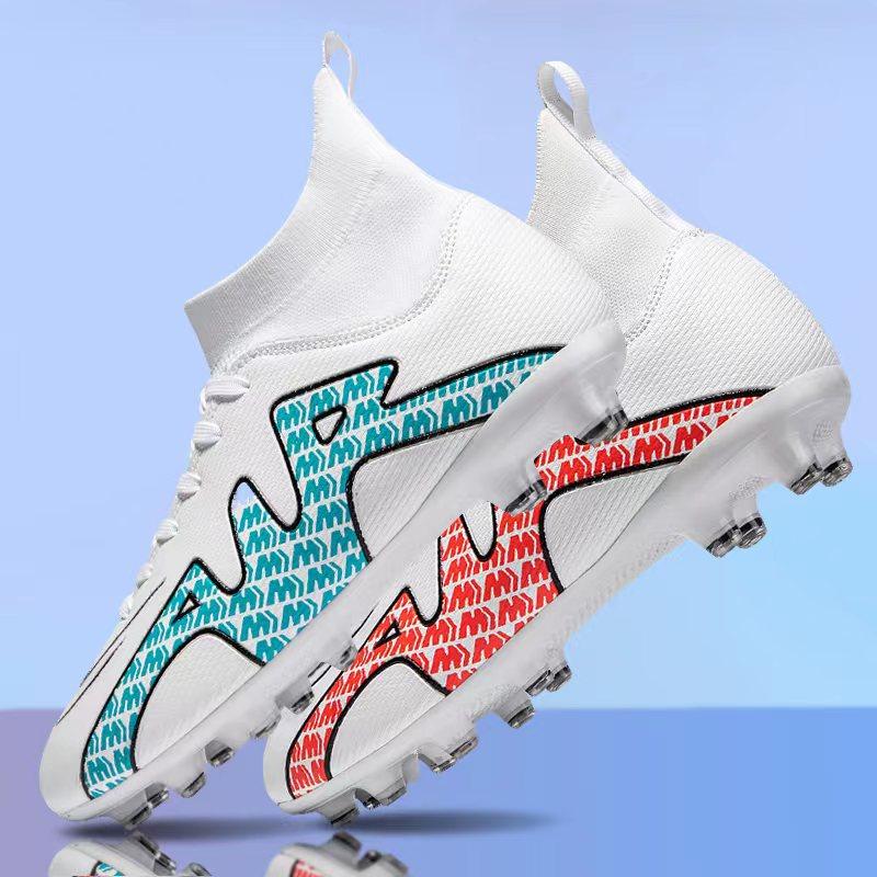 High-Top Football Shoes Tf Broken Nails Artificial Turf Ag Nails Leather Feet Youth Students Boys And Girls Training Shoes