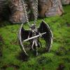 Retro Mythical Sword Archangel Michael Wings Pendant Necklace Men's Fashion Cool Amulet Jewelry Accessories