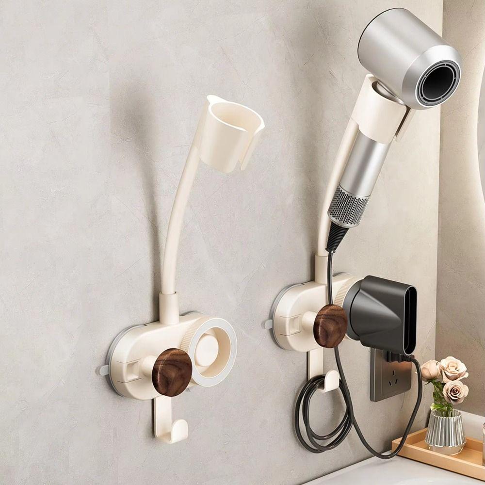 360 Degree Rotation Hair Dryer Holder Hands Free Hair Dryer Storage Bracket Toilet Organization