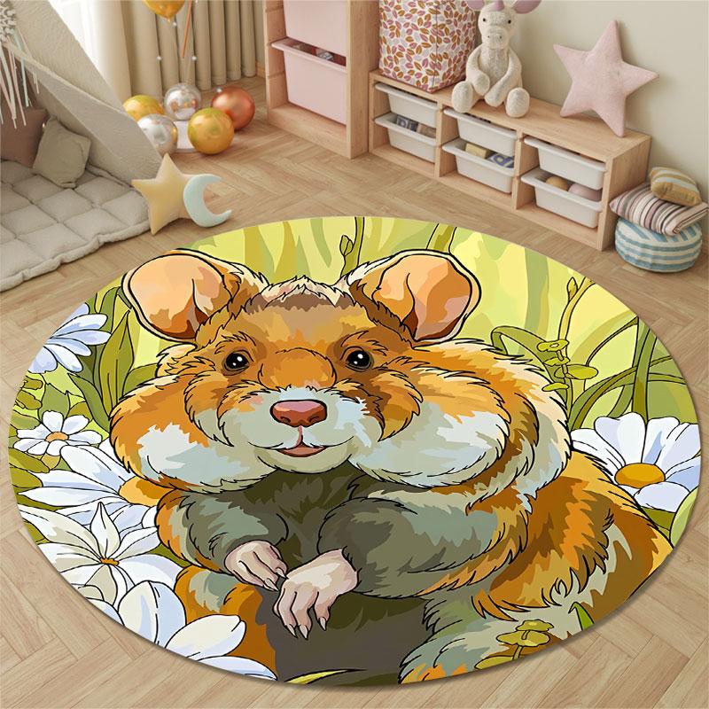 Chic Round Moon Multicolor Carpet, Non-Slip Floor Mat for Dining Room