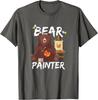 Bear Painter Funny Art Lover Graphic Tee Casual Cotton Short Sleeve TShirt for Men