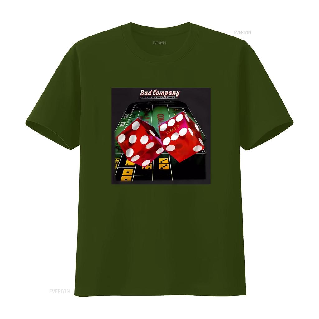 Straight Shooter Rock Group Bad Company T Shirt Paul Rodgers Mick Ralphs Retro Casino Dice Design vintage Washed Unisex homme
