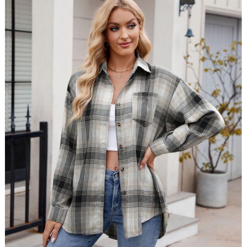 Fashion Trendy Autumn And Winter Beauty Clothing New Casual Fashion Street Loose Plaid Shirt For Women
