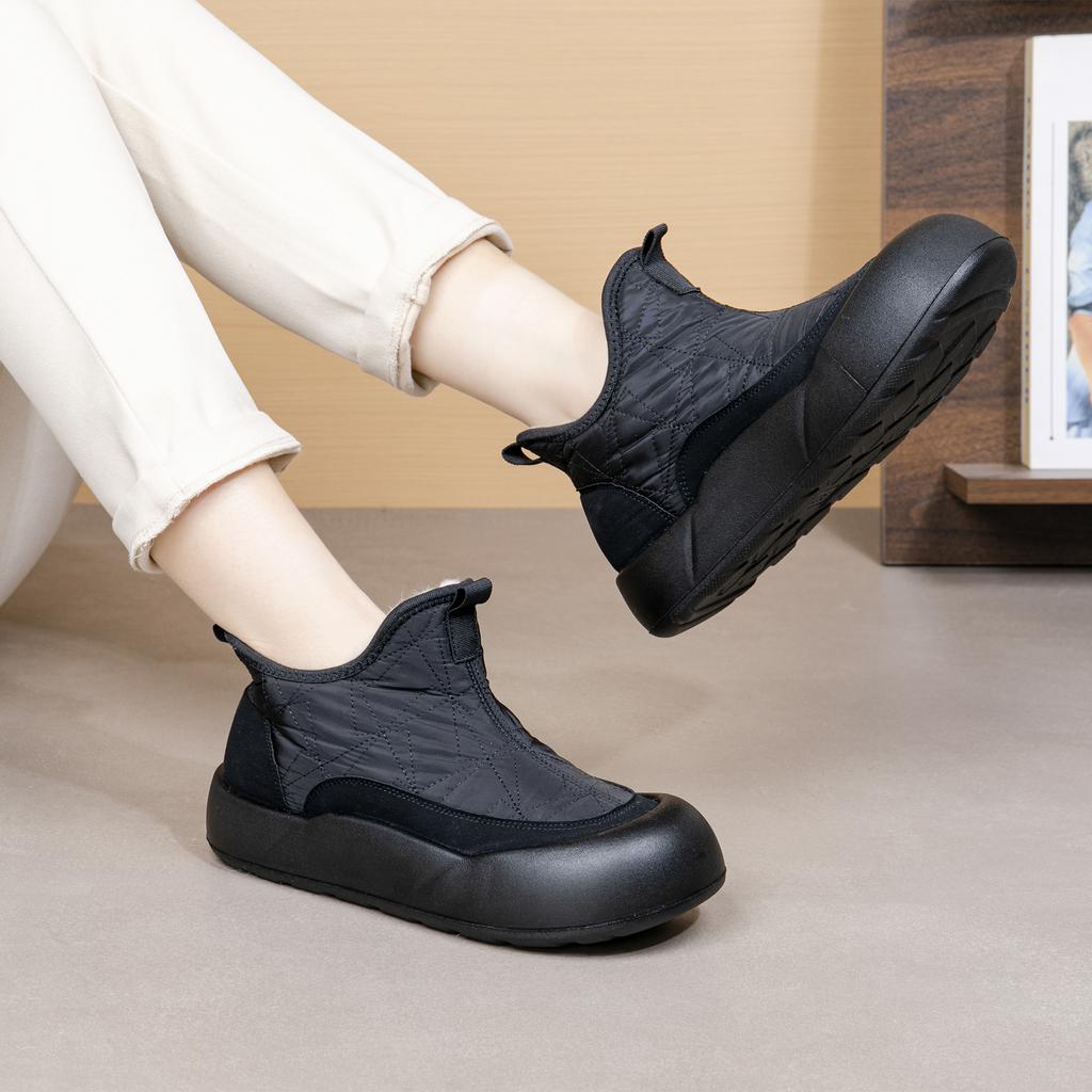 Down Cloth Non-slip Thick Bottom Snow Boots Women's Winter fleece-lined Casual Soft Bottom Comfortable Cotton Shoes