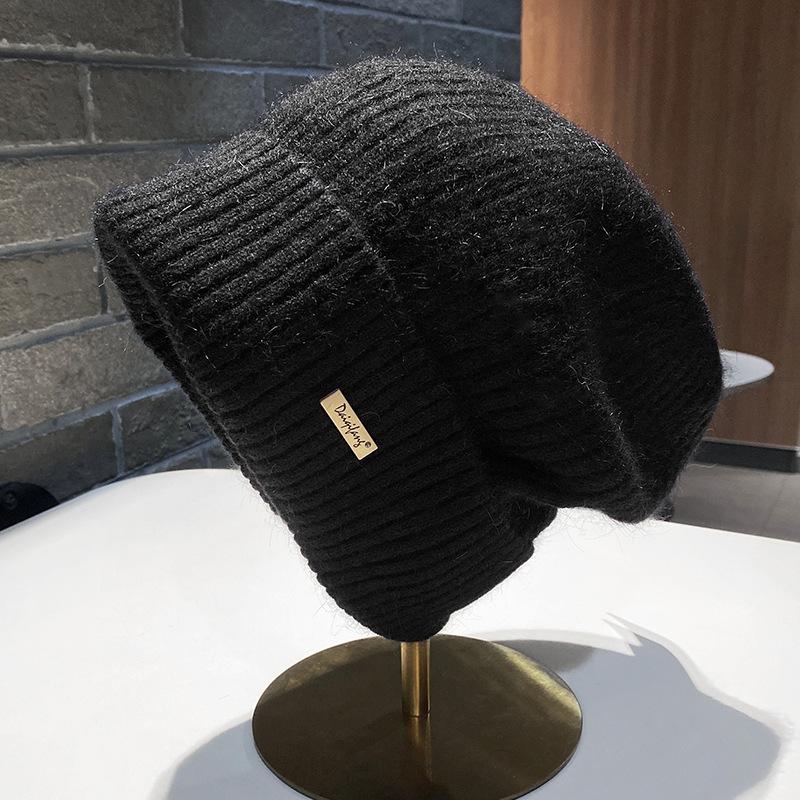 Big Head Circumference Knitted Wool Hat Winter Hat Women's Ear Protection Warm Headgear Fashion Versatile Stacking Hat