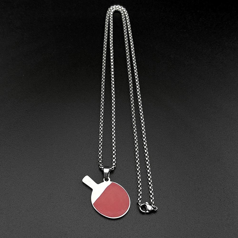 Table Tennis Racket Simple Male Chain For Women Men Stainless Steel Silver Color Sports Lover Party Daily Wear Jewelry Accessory
