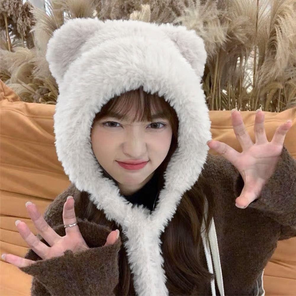 Woolen Windproof Cap Velvet Lining Bucket Hat Fashion Winter Hat  for Women