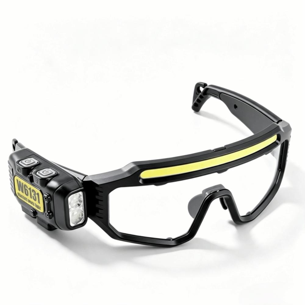 Waterproof Headlight Glasses Adjustable Goggle Light Hands-Free Headlamp Glasses Biking
