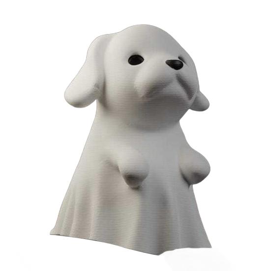 Halloweenská figurka ducha Roztomilá malá kočka/pes/ozdoba ducha se středním prstem 3D tištěný bílý duch Stolní dekorace pro domácí výzdobu