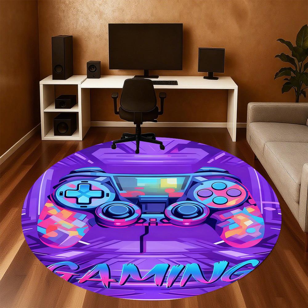 1PC Gamer Controller Round Chair mat Area Rug - Non-Slip, Floor Mat for Office, Bedroom, and Indoor Decor -Gift D1127193