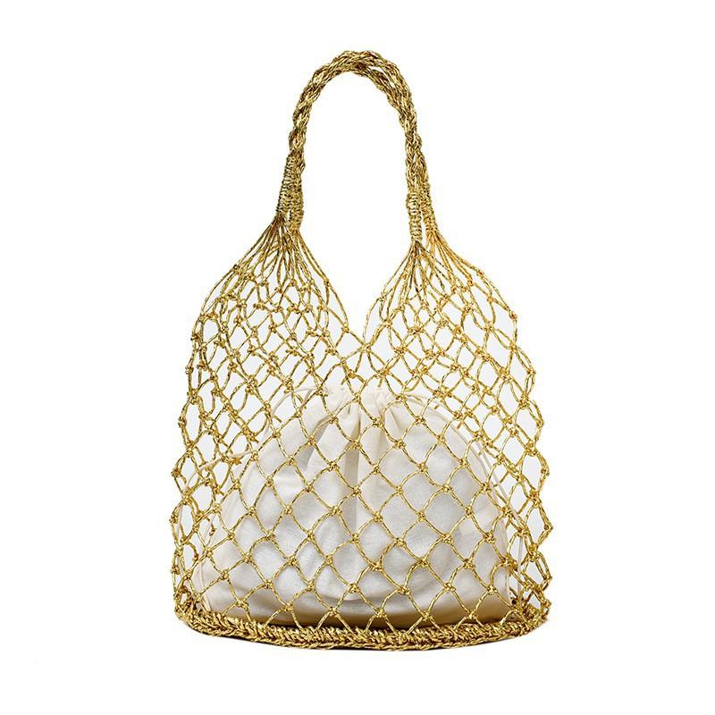 Hand-woven Bag Women 2025ins Wind Fishing Net Hollow Handbag Niche Travel Beach