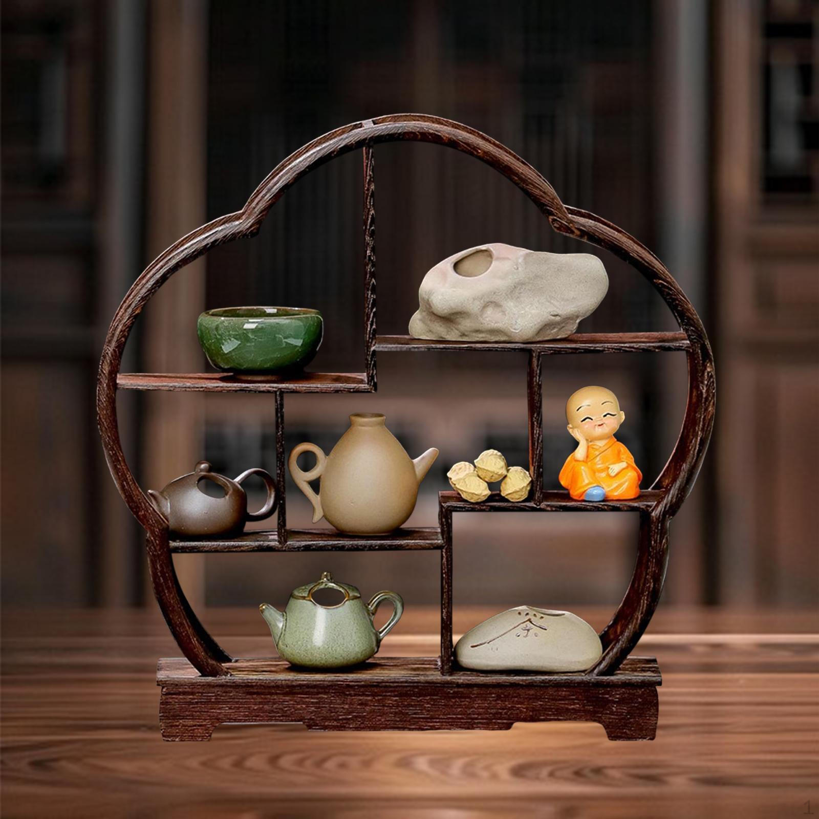 

Рослини в дерев яному горщику, що включають полицю для зберігання цікавинок, включаючи полицю Бо Гу, Виставка 11Pcs_Flower Shape