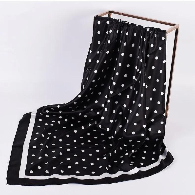 Head Scarf Women Luxury  90X90Cm Silk Square Scarf Satin Bandana Cheveux Soft Neckerchief Hijab Hair Scarves For Ladies