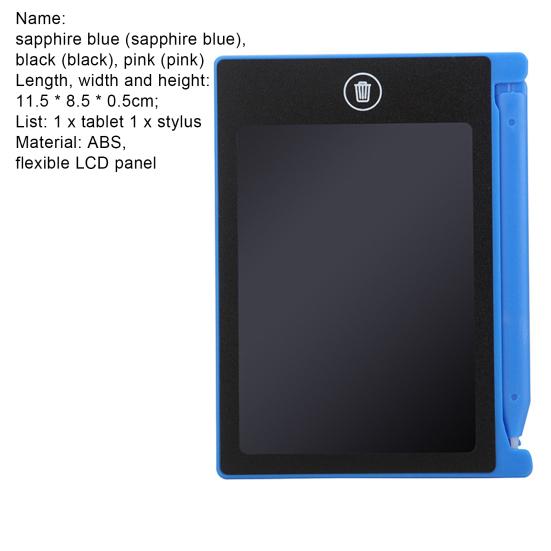 4.4 Inch Writing Board Erasable LCD Screen Reusable Electronic Drawing Board Kids Education Toy for Student
