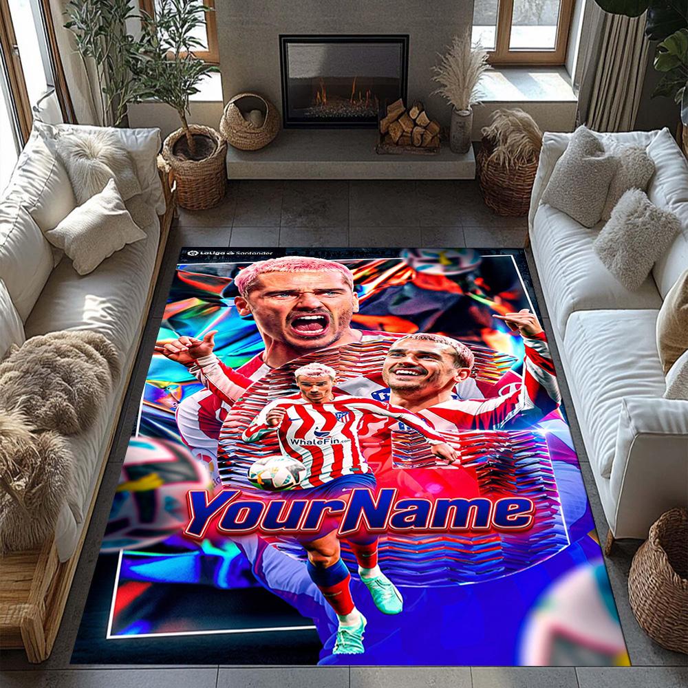 Atletico Madrid Personalized Text Floor Rug Office Rug Suitable for Study room Outdoor Game Room Dining Room Antislip Carpet Decorate Offices
