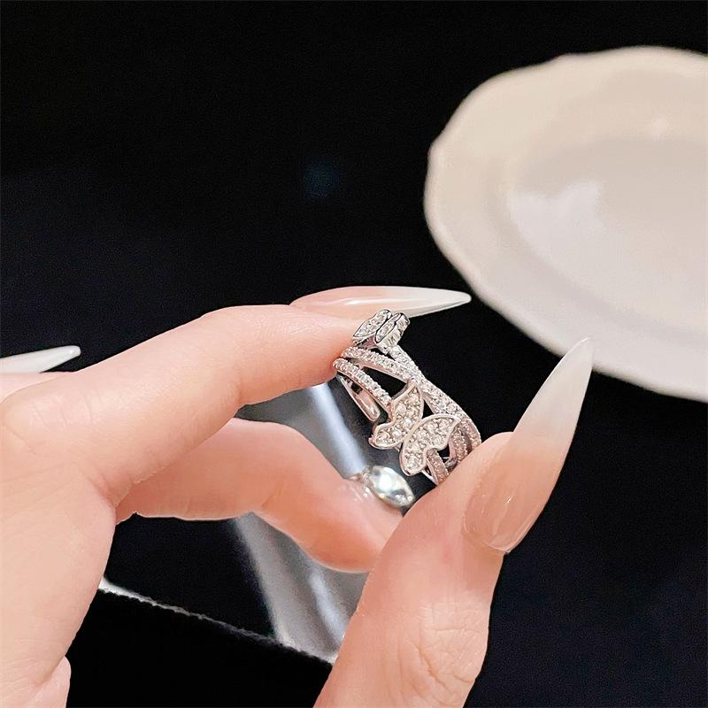 Light Luxury Butterfly Super Flash Zir*****Pen Ring Exquisite High Sense Fashion Elegant Personality Romantic Ring