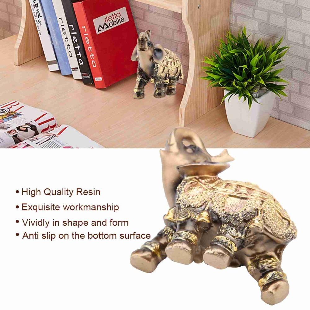 Resin Golden Elephant Figurine Gold Lucky Elephant Decoration  Reception Decoration