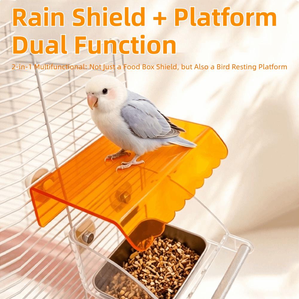 Cage Mounted Parrot Cage Feeder Roof Canopy Bird Food Container  for Small Parrots