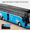 1:30 Scale Tour Bus Model Toy Car Sound Light Doors Opened Alloy Diecast Miniature Business Vehicle Models for Kids Presents