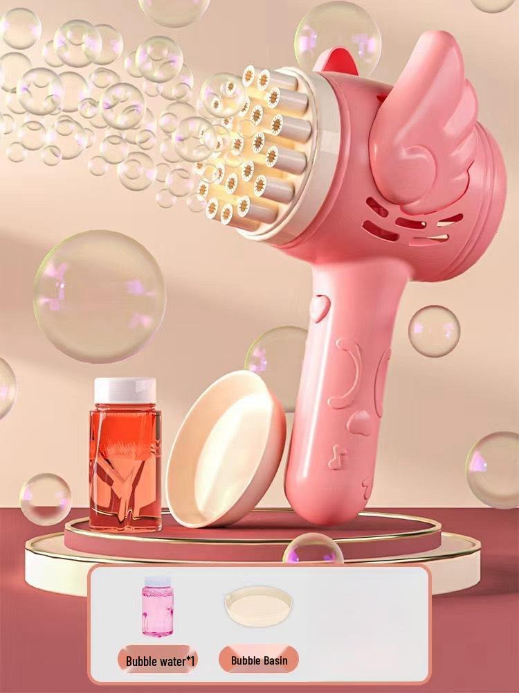 Angel Bubble Machine: 23-Hole Handheld Electric Bubble Gun for Kids