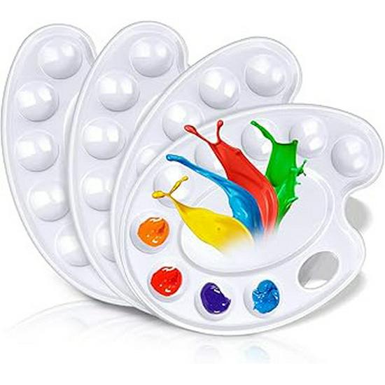 "Children's White Plastic Painting Palette: Plum-Shaped Acrylic & Watercolor Tray"