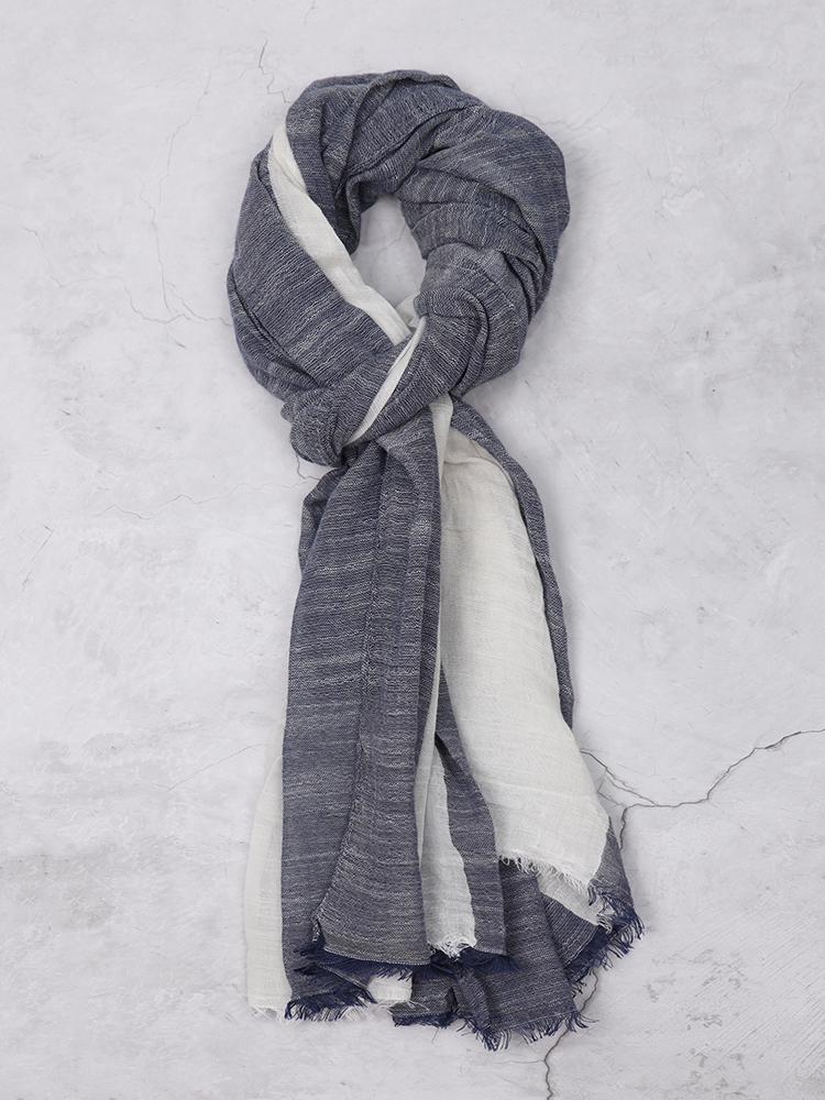 IKALOOK High-Quality Soft Linen Color Block Scarf Amu141