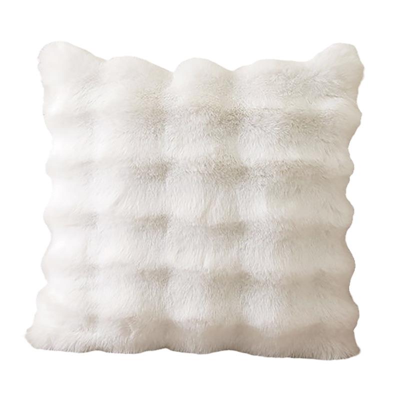 Faux Rabbit Fur Bubble Plush Cushion Cover Soft Fluffy Skin Friendly Decorative Square Rectangular Pillow Case for Sofa Couch Bedroom Home Decor