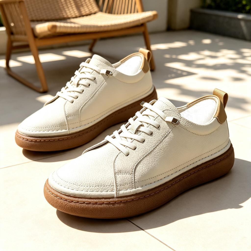 Board shoes men's first-layer cowhide casual leather shoes, genuine leather breathable, one pedal, German training little white shoes