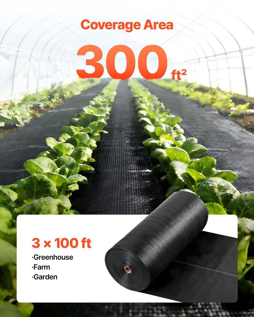 Weed Barrier Fabric Heavy Duty, 0.9x30.5m 141.7g Landscape Fabric, Woven Weed Blocker Fabrics, Garden Fabrics Weeds Barrier, Weeds Control Ground