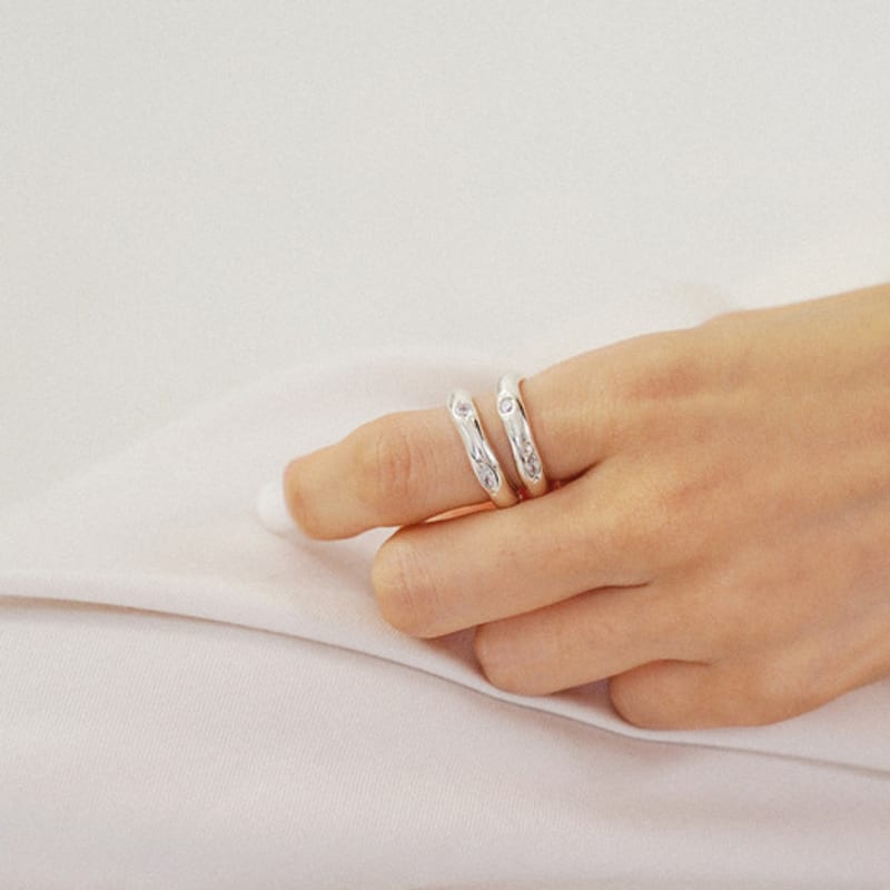 LAYERMOOD [PEARL&DRAPE] Silver925 Foil Ring