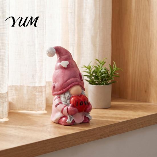 Decoraciones Impresas por Ambos Lados Figura de Gnomo Navideño, Tomte de Resina con Sombrero de Árbol y Adornos de Madera de Reno Astas, Decoración de Mesa Festiva
