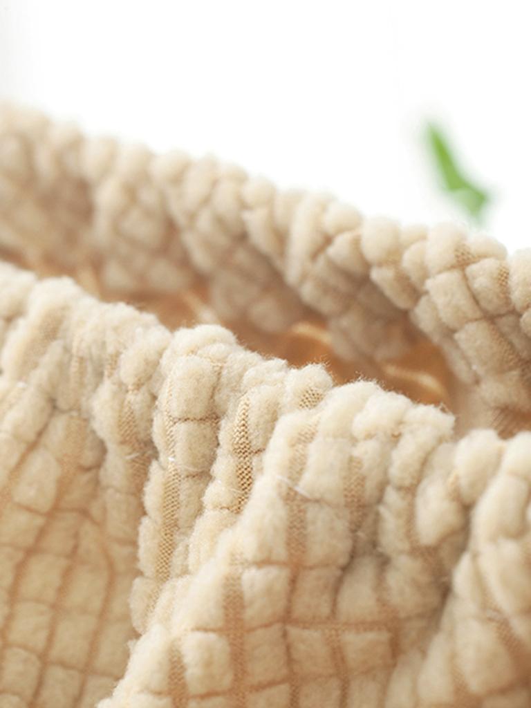 1pc Knit Solid Color Fleece Round Stool Chair Cover Elastic Stretchable for All Seasons Home Decor