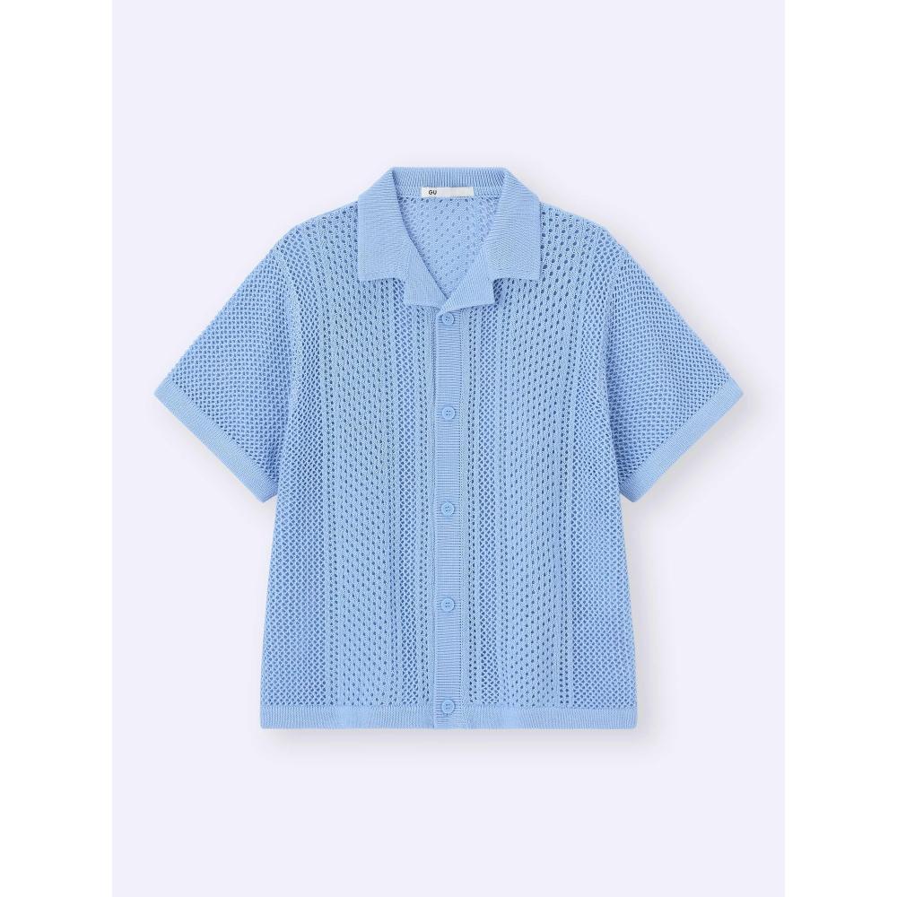 Gu By Uniqlo Kids  Unisex  Washable Mesh Knit Shirt  5 Minute Sleeve  Nt+e