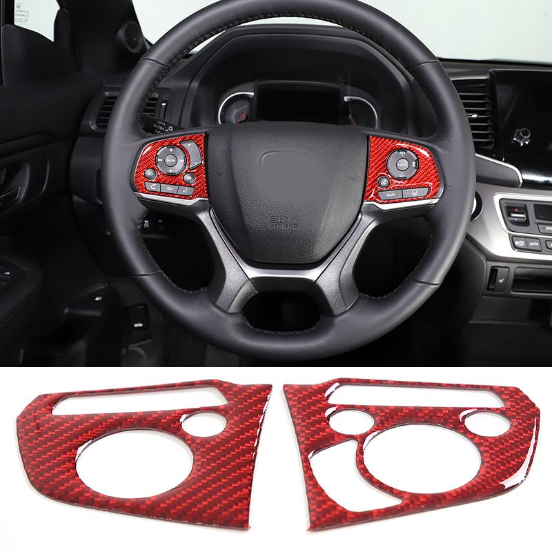 For Honda Pilot 2015-2019 Red Soft Carbon Fiber Air Vent Frame Vanity Mirror Cover Interior Decorative Sticker Auto Parts X12