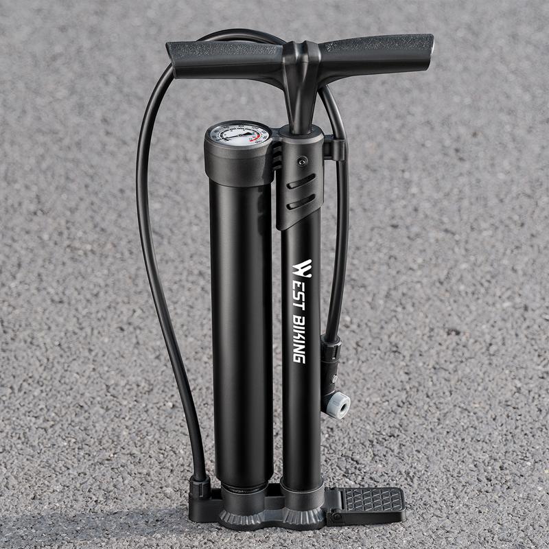 WEST BIKING Bicycle Pump 160PSI High Pressure Floor Pump Fast Inflation Blast Pump With Pressure Gauge MTB Road Bike Accessories