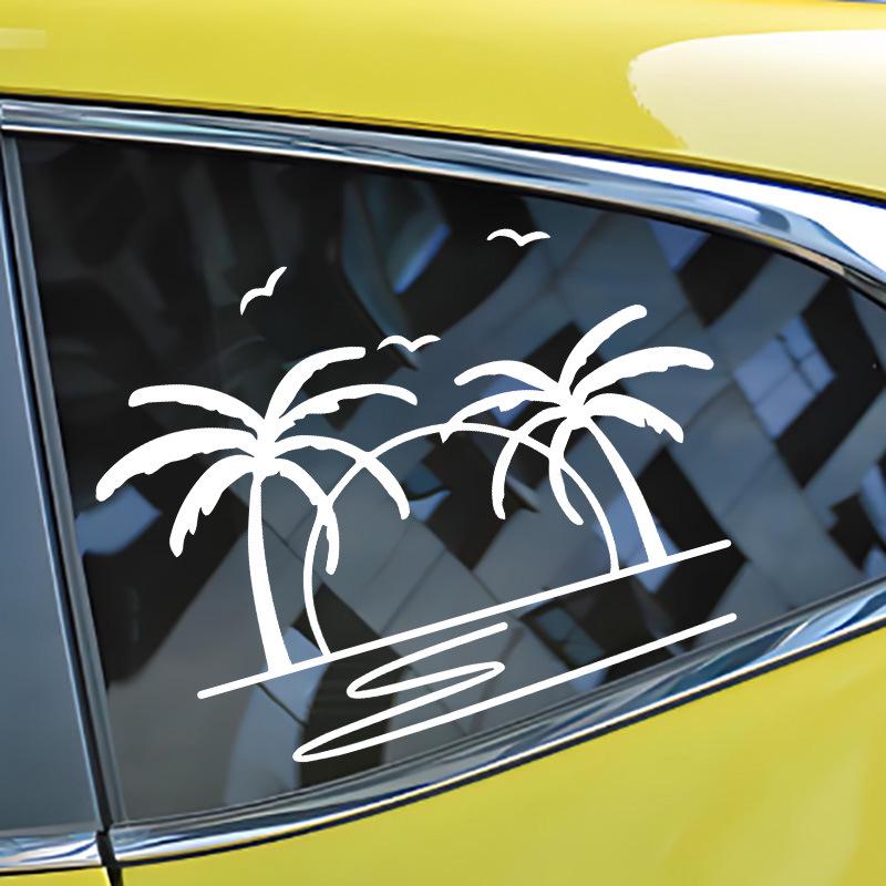 Hawaiian Sunset Beach Windmill Reflective Car Window Sticker