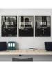 3-teiliges modernes abstraktes Hustle Grind Execute Wandkunst, Motivierendes Heimoffice Leinwandbild Kunst, Für Wohnzimmer Cuadros Dekor,