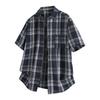 Men Oversized Short Sleeve Plaid Shirt Button Down Casual Loose Fit Streetwear Top