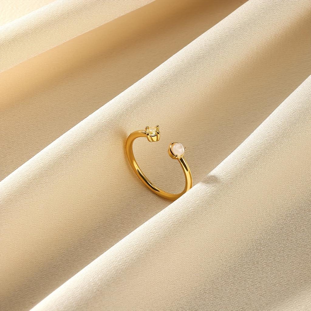 Fashion Colorful Cubic Zirconia Opening Rings For Women Girls Birthday Gold Color Jewelry Anillos Romantic Dainty Gift Bijoux