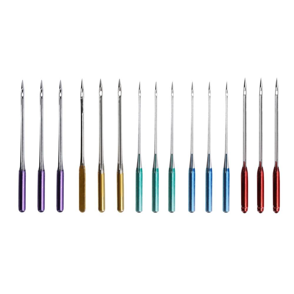 15pcs Anti-Jumping Sewing Machine Needles Regular Point Sharp Tips Universal Sewing Needles Steel All-Purpose Ball Point Needles