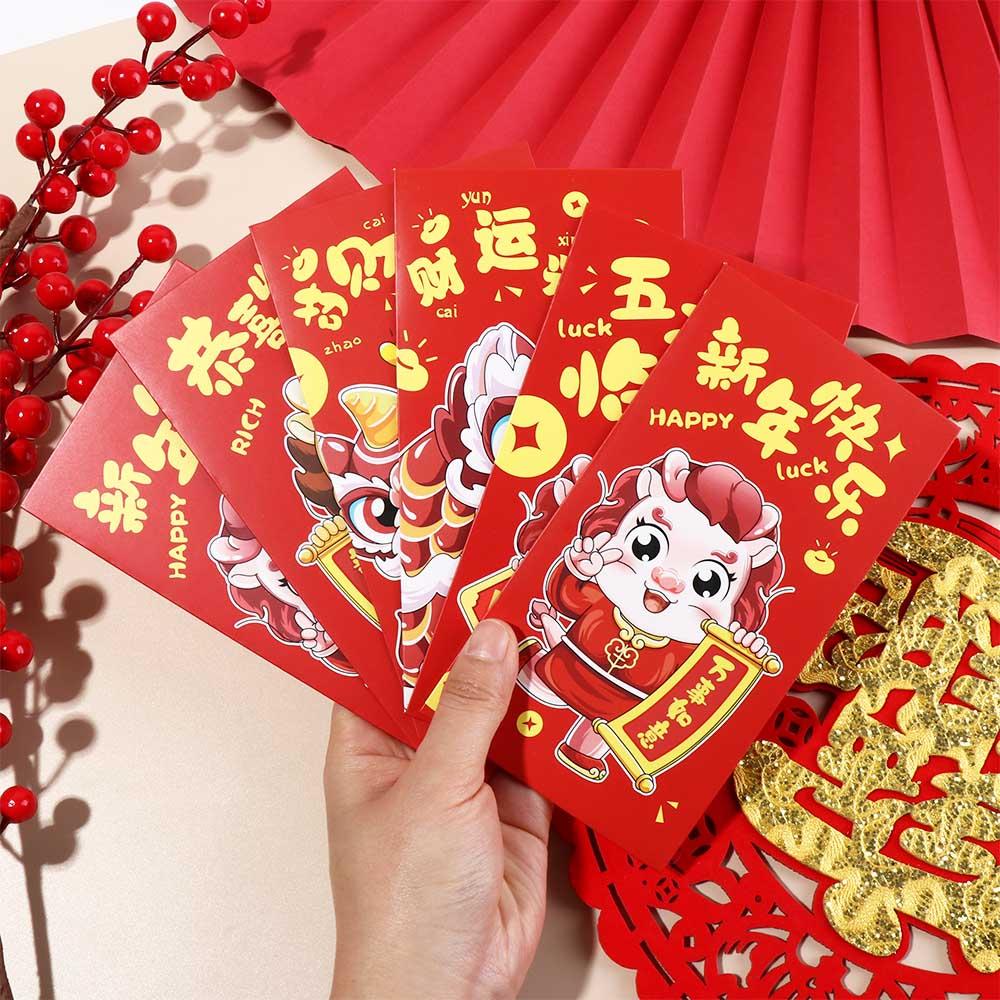 Luck Money Bag Red Envelope 2024 New Year Packet Blessing Bag Chinese Red Pocket New Year Gifts