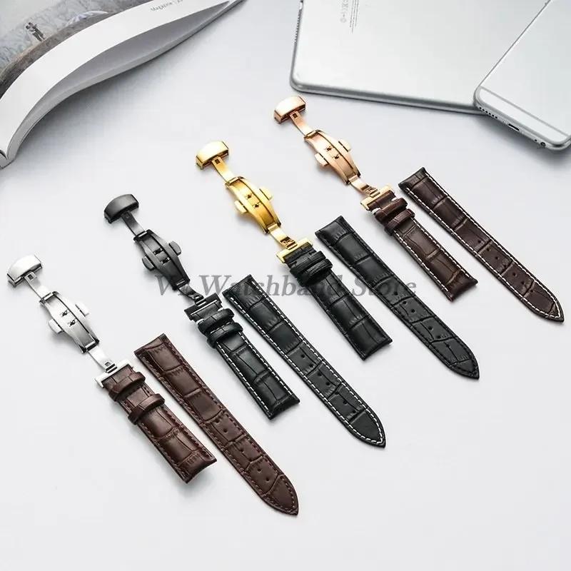 18/19/20/21/22/24mm Genuine Leather Watch Bracelet for Seiko Strap for Casio Steel Butterfly Buckle Slub Pattern Band with Box