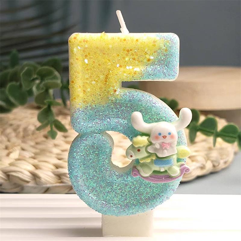 Creative Design Cute Cartoon Pacchard Dog Digital Candle Birthday Cake Decoration Digital Candle Atmosphere
