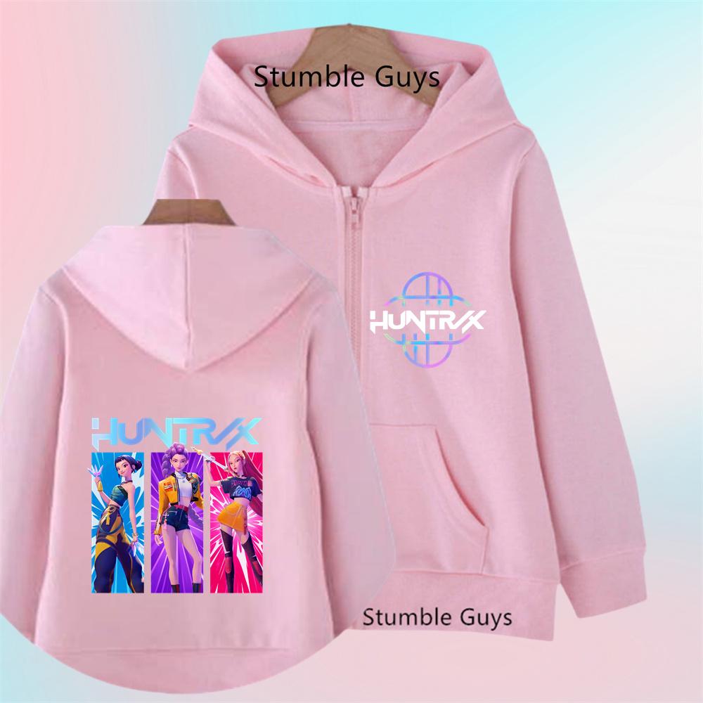Funny Zip Up Sweatshirts Kpop Demon Hunters Hoodie Children Clothes Kid Girl Boy Sweatshirt Zipper Hoody Baby Casual Top