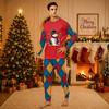 Christmas-print long-sleeve and long-pant matching family loungewear set