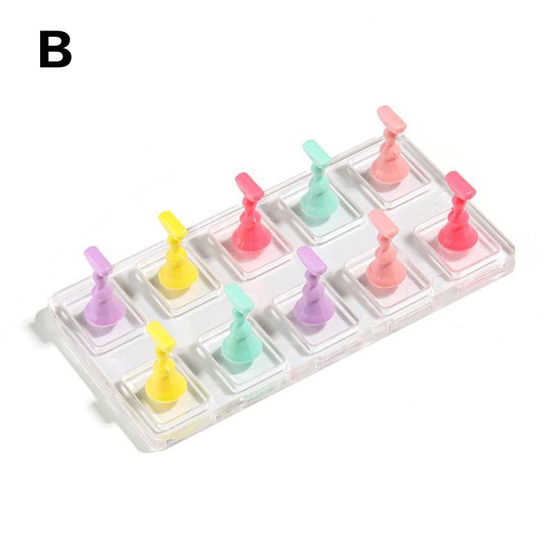 5/10 Grid Transparent Acrylic Nail Display Stand Multi-Purpose Mannequin Holder For Press On Nails Without Magnet Training Base